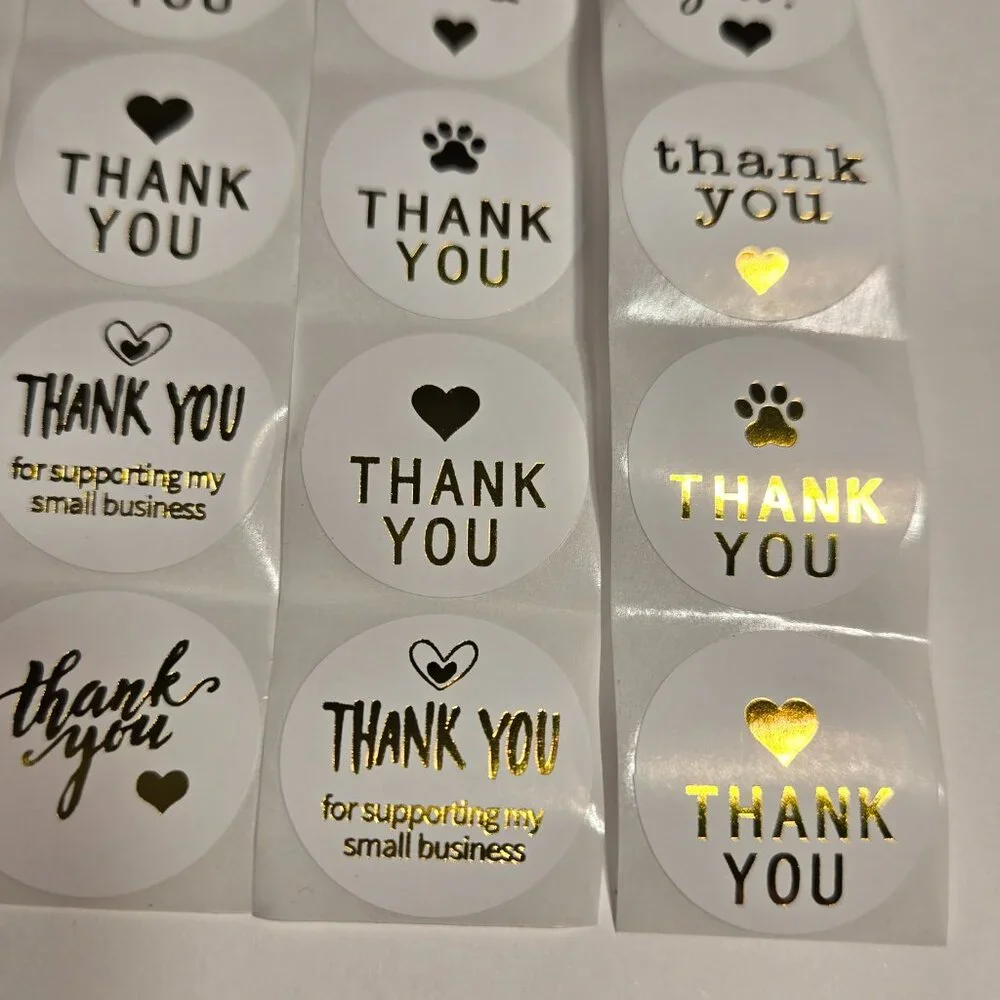 200 thank you stickers size 1” 6 sticker styles